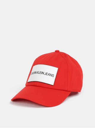 Červená kšiltovka s koženou nášivkou Calvin Klein Jeans