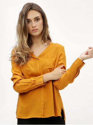 Hořčicová halenka s dlouhým rukávem VERO MODA Lou