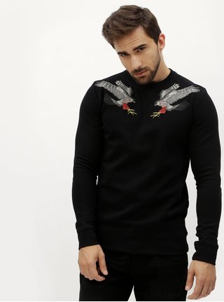Černá mikina s nášivkami sokola Jack & Jones William