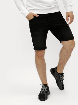 Černé džínové tapered fit kraťasy Shine Original