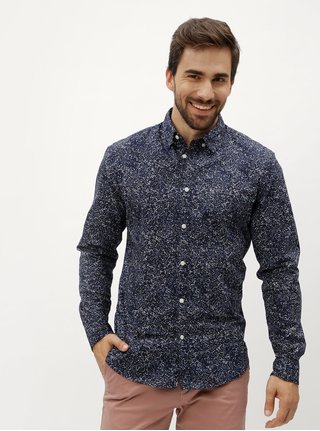 Tmavě modrá vzorovaná slim fit košile Selected Mase