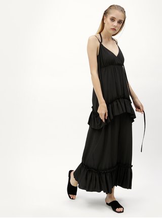 Rochie maxi neagra cu bretele incrucisate - SH Astorga