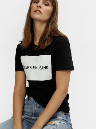 Čierne dámske tričko s potlačou Calvin Klein Jeans
