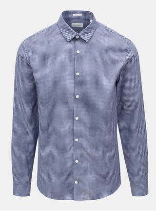 Camasa alb-albastru inchis cu model floral Lindbergh