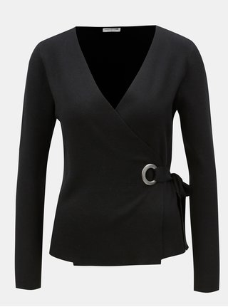 Cardigan negru cu snur in talie Noisy May