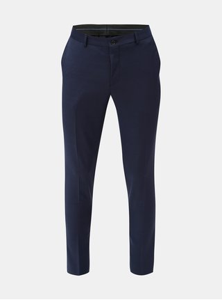 Tmavě modré oblekové kalhoty s příměsí vlny Jack & Jones Laris