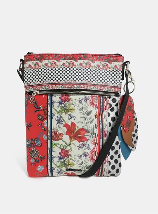 Krémovo-červená vzorovaná crossbody kabelka Desigual Tripatch