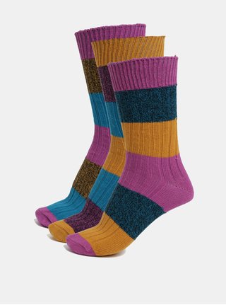 Set de 3 sosete unisex oranj-albastru in dungi Oddsocks Danny