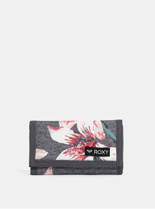 Sivá vzorovaná peňaženka Roxy Charcoal