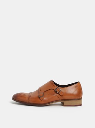 Hnědé pánské kožené brogue polobotky London Brogues Wister Monk