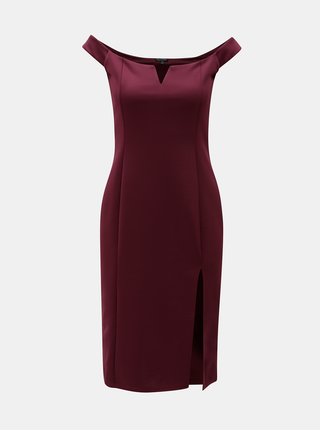 Vínové puzdrové šaty na ramienka Miss Selfridge