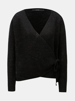 Pulover negru din lana cu croi suprapus VERO MODA