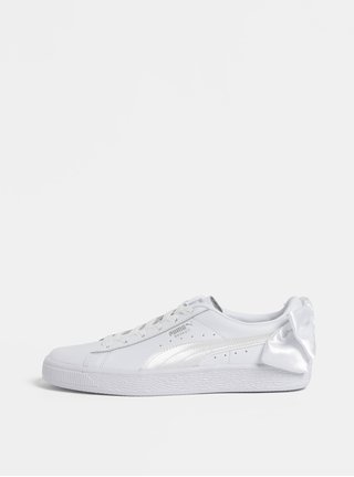Bílé dámské kožené tenisky s mašlí Puma Basket