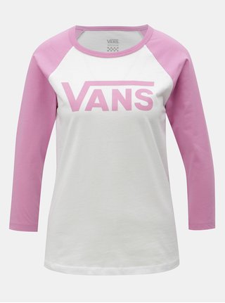 Tricou de dama roz-alb cu print VANS
