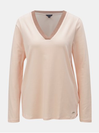 Tricou roz deschis cu decolteu in V Nautica