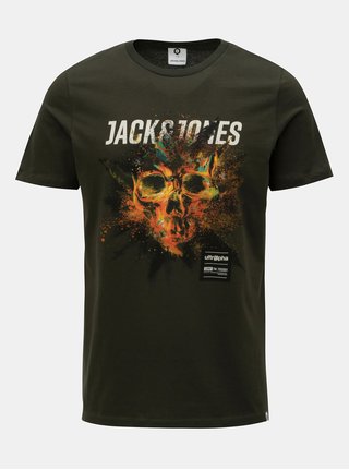 Tricou verde inchis cu print Jack & Jones Rico