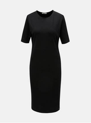 Rochie neagra cu dunga din piele sintetica pe laturile Cars Lanna
