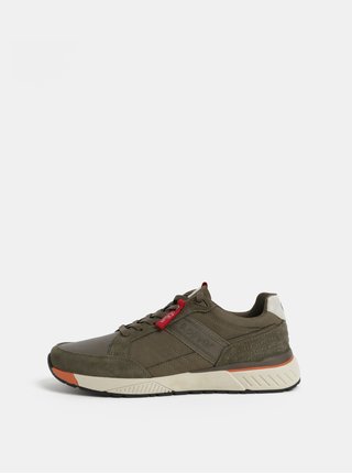 Khaki pánské kožené tenisky s.Oliver