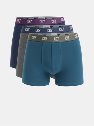 Set de 3 boxeri gri si albastri CR7