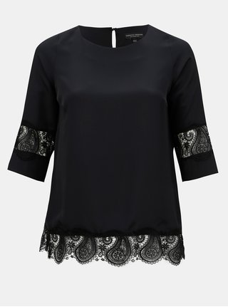 Černá halenka s krajkou a 3/4 rukávem Dorothy Perkins Curve
