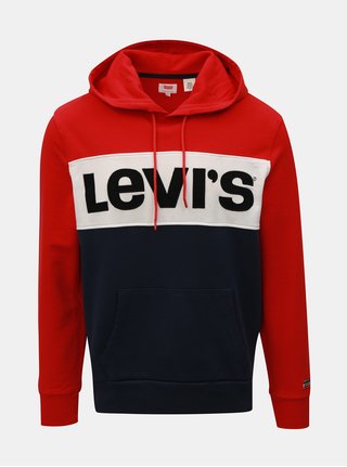 Hanorac barbatesc albastru-rosu in dungi cu text Levi's®