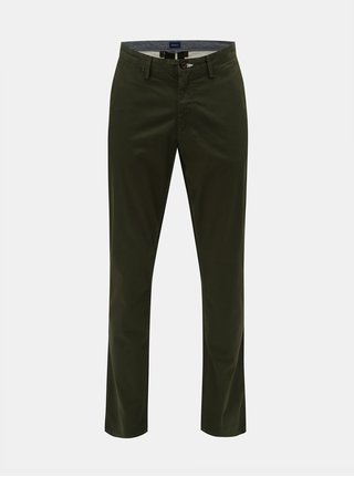 Tmavozelené pánske chino slim fit nohavice GANT