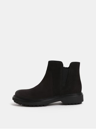 Ghete de dama negre din piele intoarsa Geox Asheely