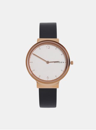 Ceas de dama cu curea neagra din piele Skagen