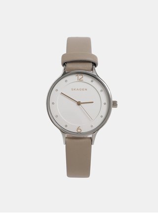 Ceas de dama cu curea bej din piele Skagen