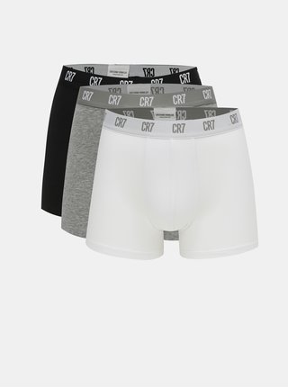 Set de 3 perechi de boxeri gri&albi&negri CR7