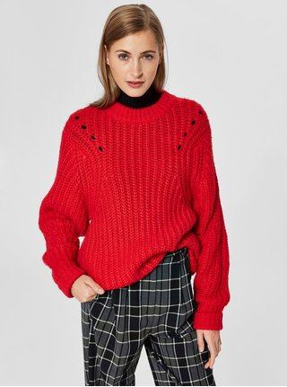 Červený svetr s příměsí vlny Selected Femme Ginna