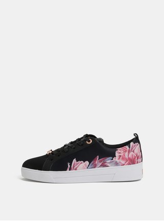 Růžovo-černé dámské květované tenisky Ted Baker