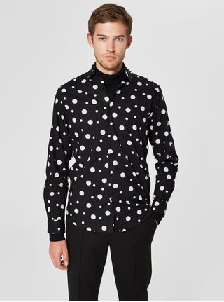 Bílo-černá vzorovaná slim fit košile Selected Homme Slimprince
