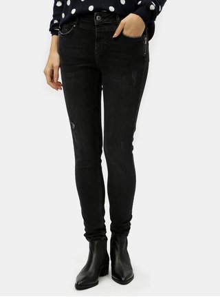 Tmavě šedé slim džíny se zipy VERO MODA Seven
