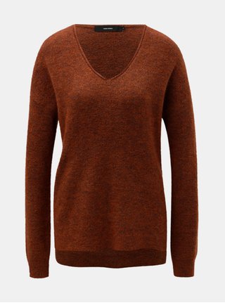 Hnědý svetr s příměsí mohéru a vlny VERO MODA Cuddle