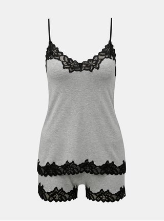 Pijama din 2 piese gri deschis din dantela Eldar Aria