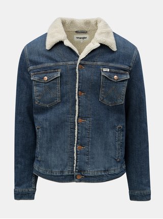 Modrá pánská džínová bunda se zateplenou podšívkou Wrangler Sherpa