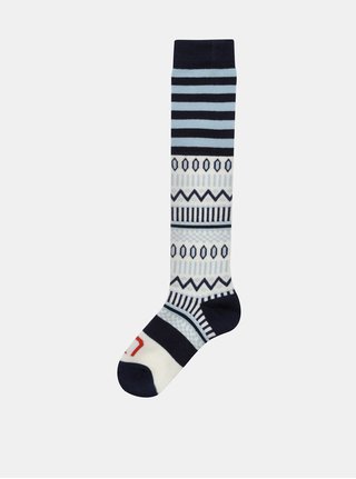 Bielo–modré vzorované vlnené podkolienky Kari Traa Åkle Sock