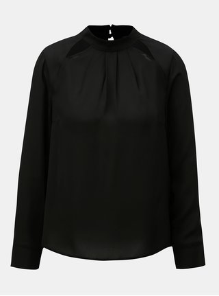 Čierna blúzka s prestrihmi a so stojačikom Dorothy Perkins Petite