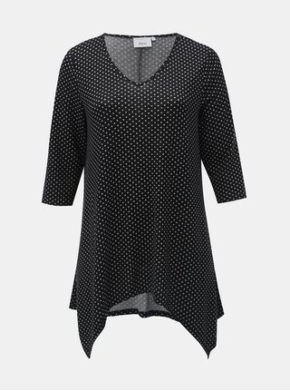 Top alb-negru tricotat cu buline si maneci 3/4 Zizzi