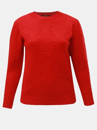 Pulover rosu cu model plastic inimi Dorothy Perkins Curve