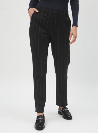 Pantaloni negri in dungi cu banda elastica in talie Jacqueline de Yong Lilo