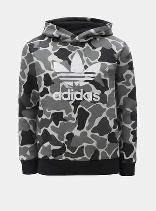 Šedá klučičí maskáčová mikina s kapucí a kapsami adidas Originals