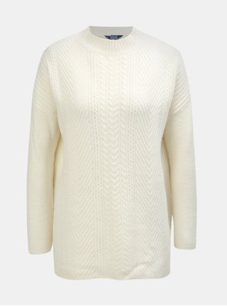 Pulover oversize crem de dama cu amestec de lana Tom Joule
