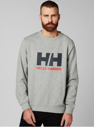 Světle šedá pánská žíhaná mikina s potiskem HELLY HANSEN