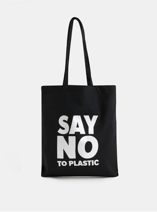 Černá plátěná taška s potiskem ZOOT Original Say no to plastic