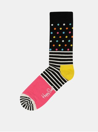 Čierno-ružové dámske ponožky Happy Socks Stripe Dot