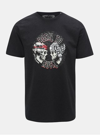 Tricou negru cu imprimeu Raging Bull