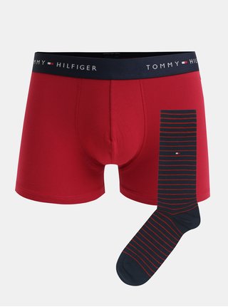 Set de boxeri si sosete albastru si bordo Tommy Hilfiger