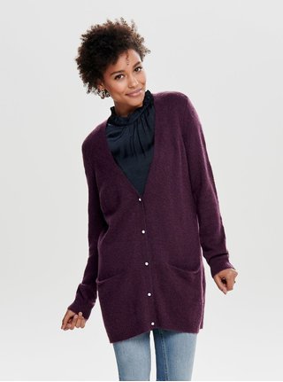 Cardigan lung mov cu amestec de lana Jacqueline de Yong Indiana